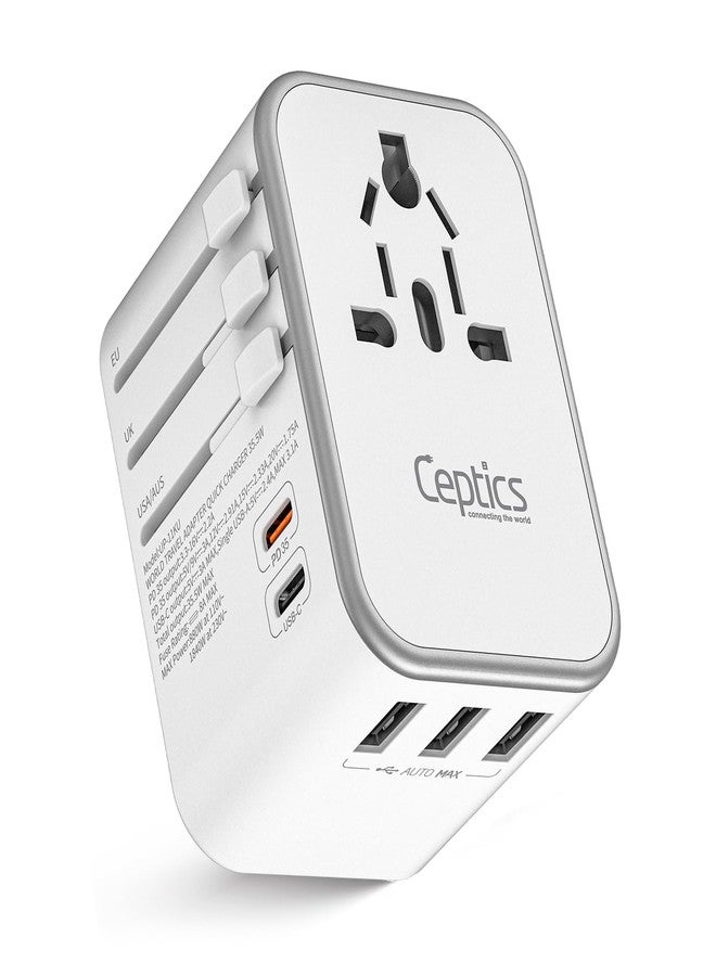 سبتكس محول سفر عالمي 6 في 1 من سيبتكس - منفذ USB-C، منفذ USB-A، شحن سريع PD/QC 3.0، منفذ USB-C، أسود - محول سفر عالمي، شحن سريع، 3.1 أمبير كحد أقصى، 240 فولت، حاصل على شهادات FCC وCE وRoHS، حماية من زيادة التيار - Image 1